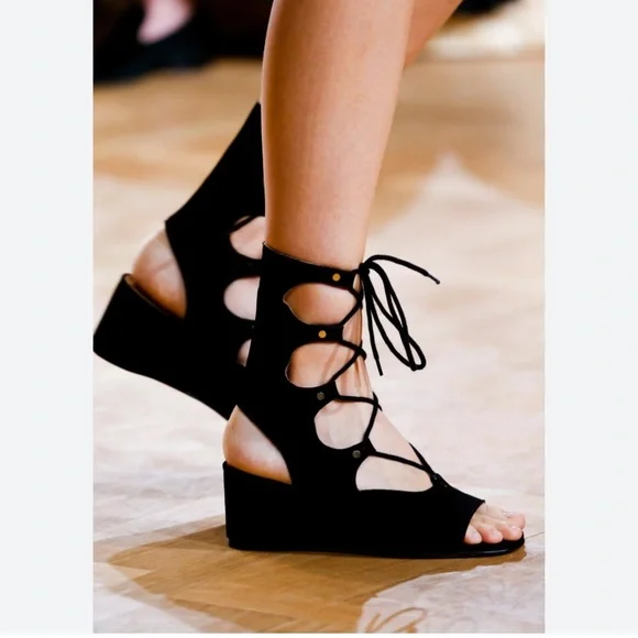 BIMBA Y LOLA strappy suede black sandals Sz 6 - Picture 10 of 10